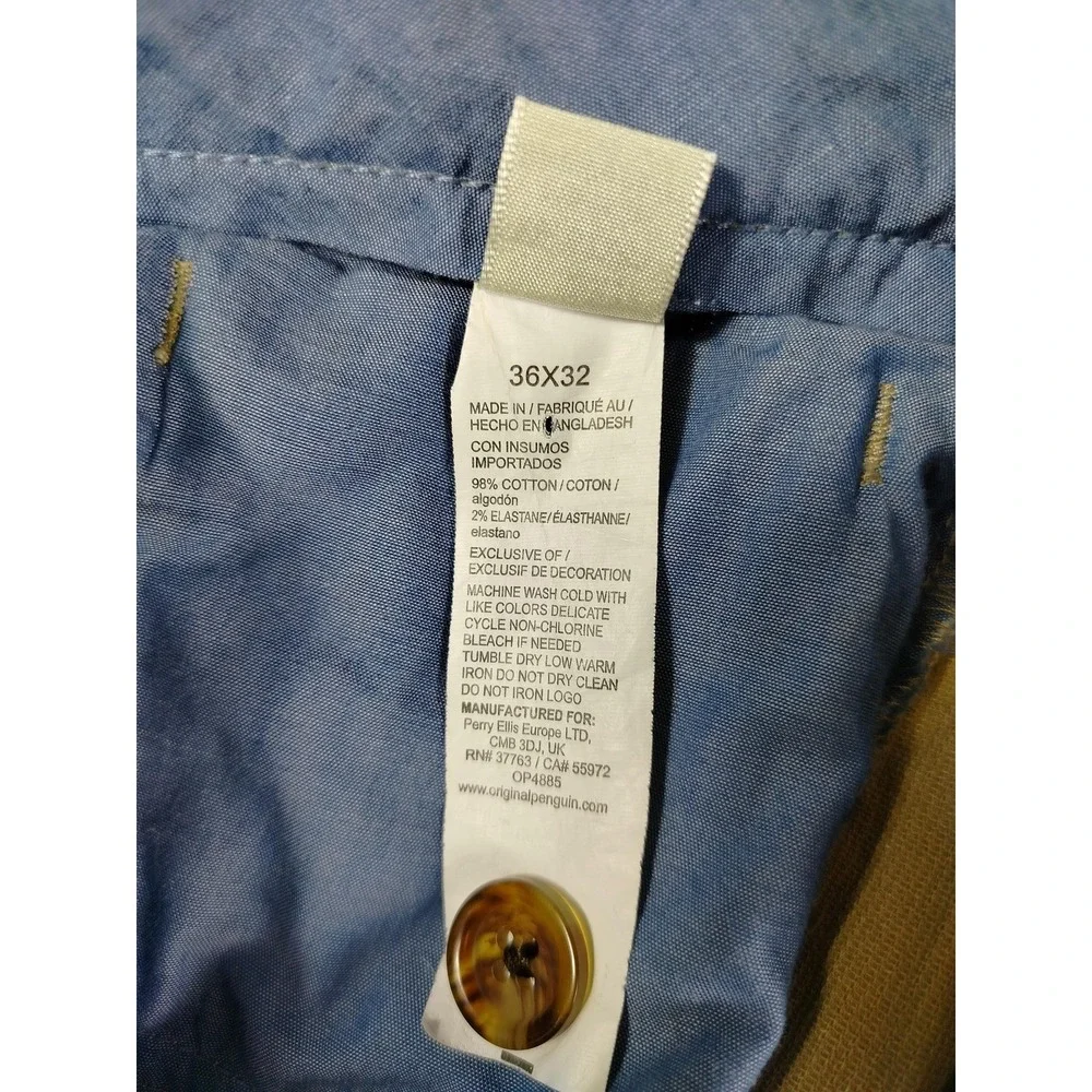 Penguin‎ By Munsingwear Pants Mens 36 Beige Stretch Canvas Chino Casual Office